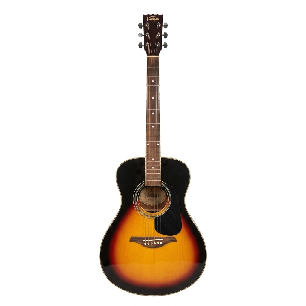Vintage V300 Acoustic Folk Guitar Solid Spruce Top Mahogany Back Sides - Collection Only