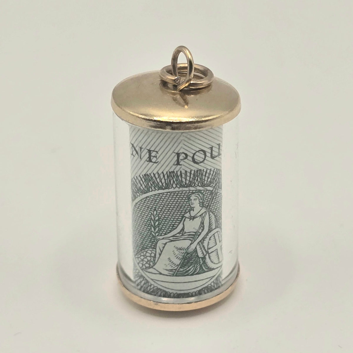 Vintage 9ct Gold Emergency One Pound Note Charm Pendant Hallmarked 375