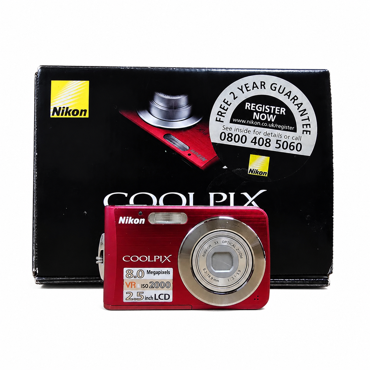 Nikon Coolpix S210 Red 8.0MP Vintage Digicam Boxed Complete + 2GB SD Card Y2K