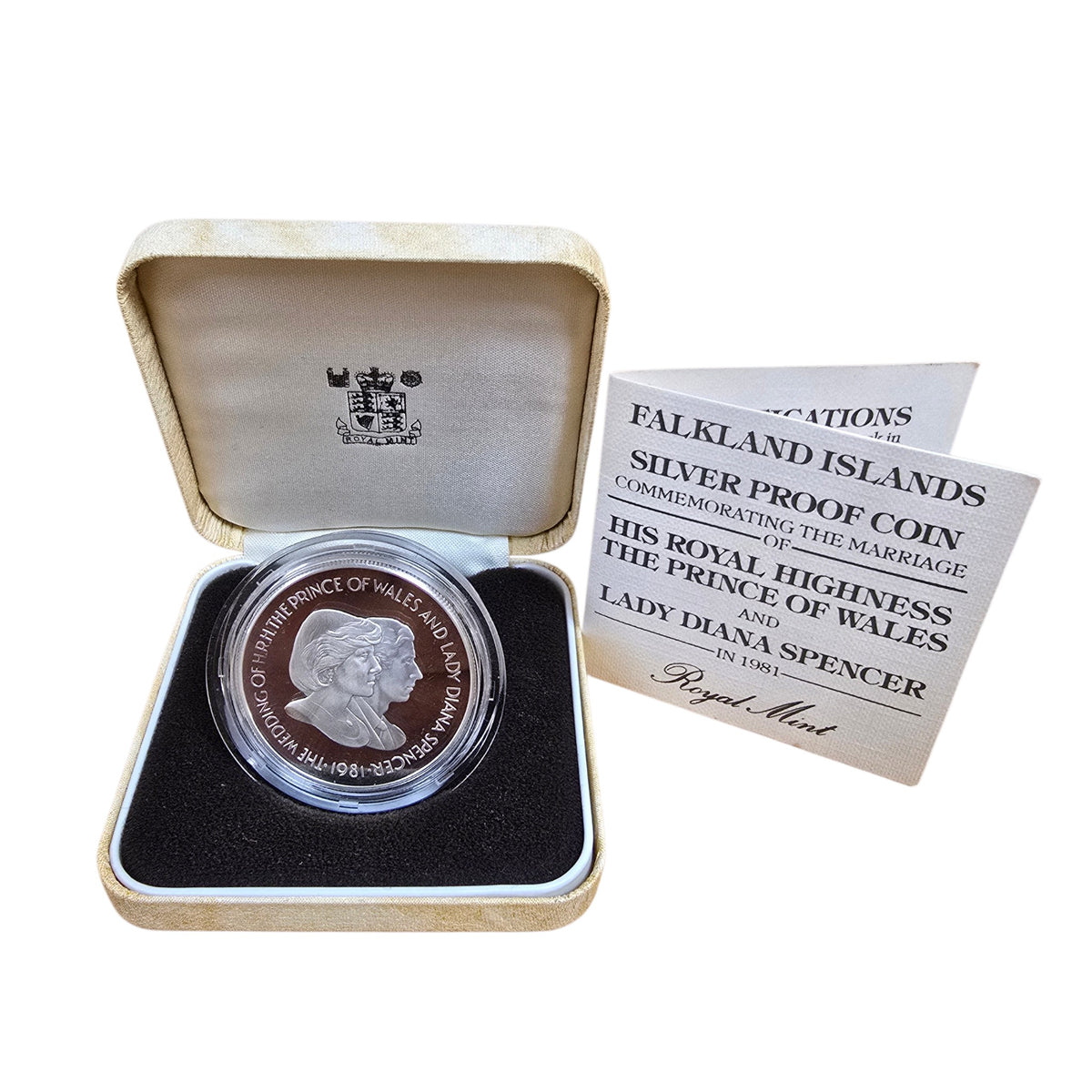 1981 Falkland Islands Silver Proof 50p Coin Royal Wedding Prince Charles Diana Boxed