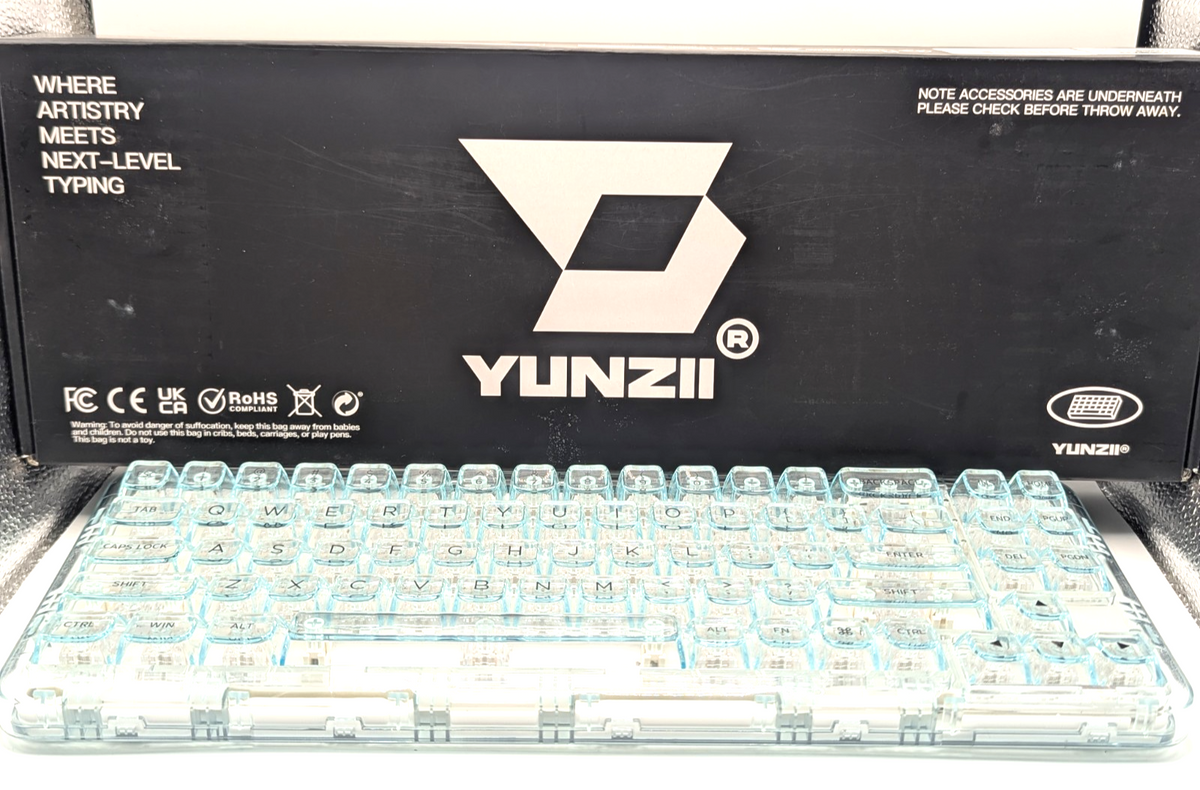 Yunzii X71 Crystal Blue Transparent Mechanical Keyboard 68% Wireless Hot Swap