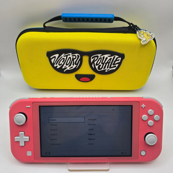 Nintendo Switch Lite 32GB (Coral) with Fortnite Peely Victory Royale Case