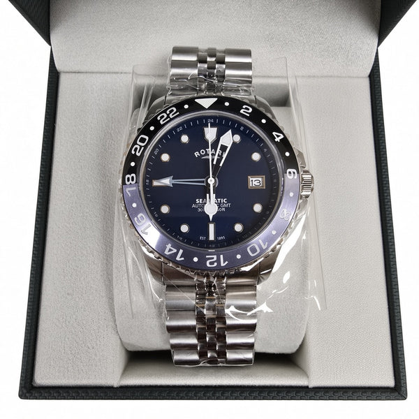 ROTARY SEAMATIC 300 GMT RGB10005/04 Automatic Divers Watch Blue Bezel Brand New