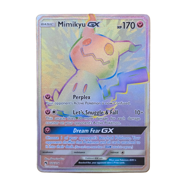 Pokemon Mimikyu GX 226/214 Rainbow Rare Lost Thunder Card - Played/Crease